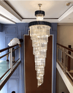 Spiral Crystal Chandelier For Foyer/ Staircase - fovolighting
