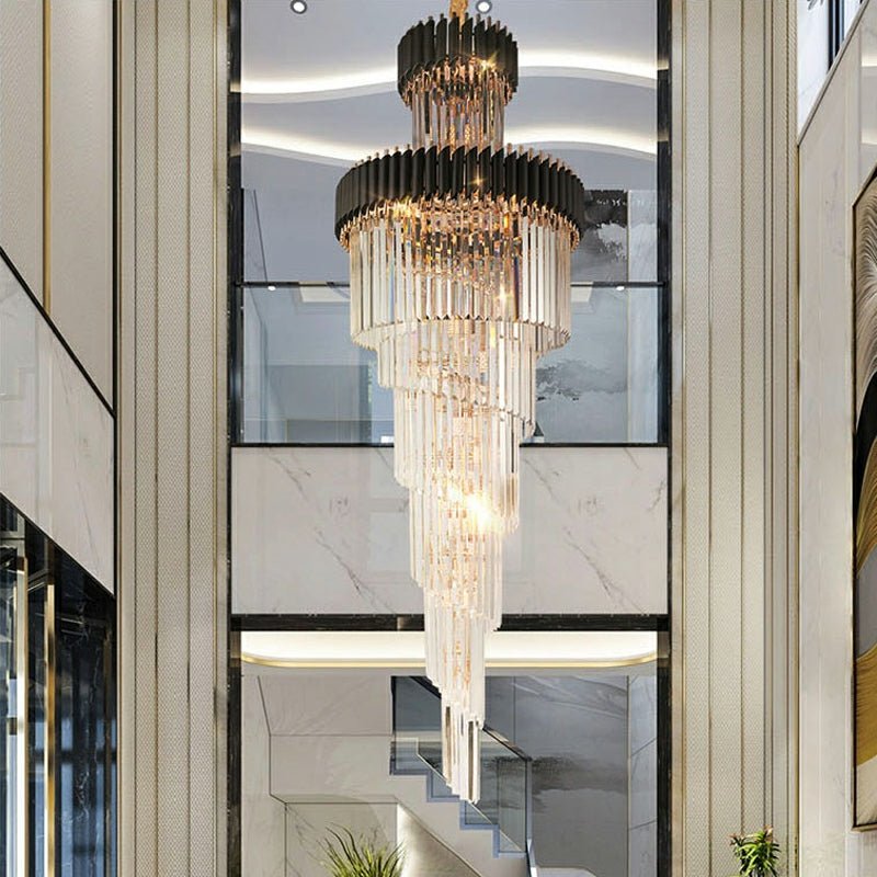 Spiral Crystal Chandelier For Foyer/ Staircase - fovolighting