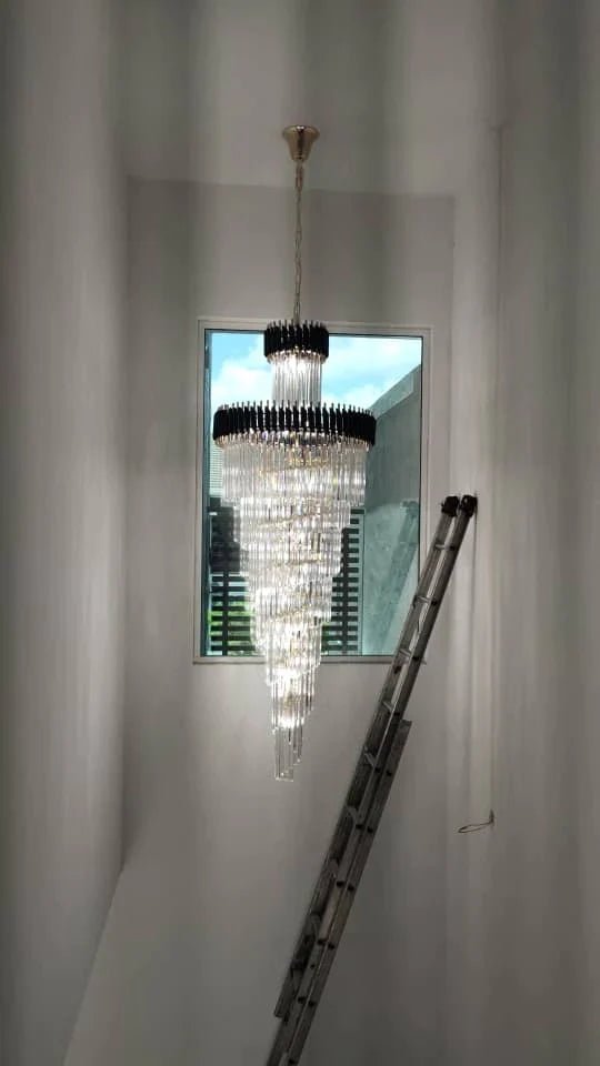 Spiral Crystal Chandelier For Foyer/ Staircase - fovolighting