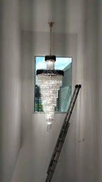Spiral Crystal Chandelier For Foyer/ Staircase - fovolighting