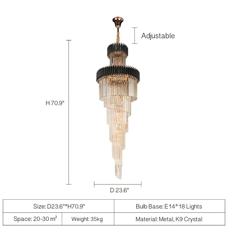 Spiral Crystal Chandelier For Foyer/ Staircase - fovolighting