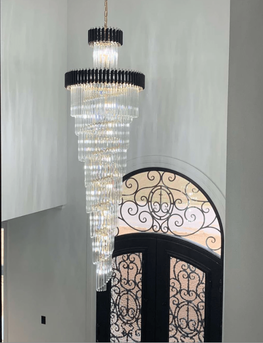 Spiral Crystal Chandelier For Foyer/ Staircase - fovolighting