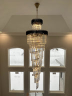 Spiral Crystal Chandelier For Foyer/ Staircase - fovolighting