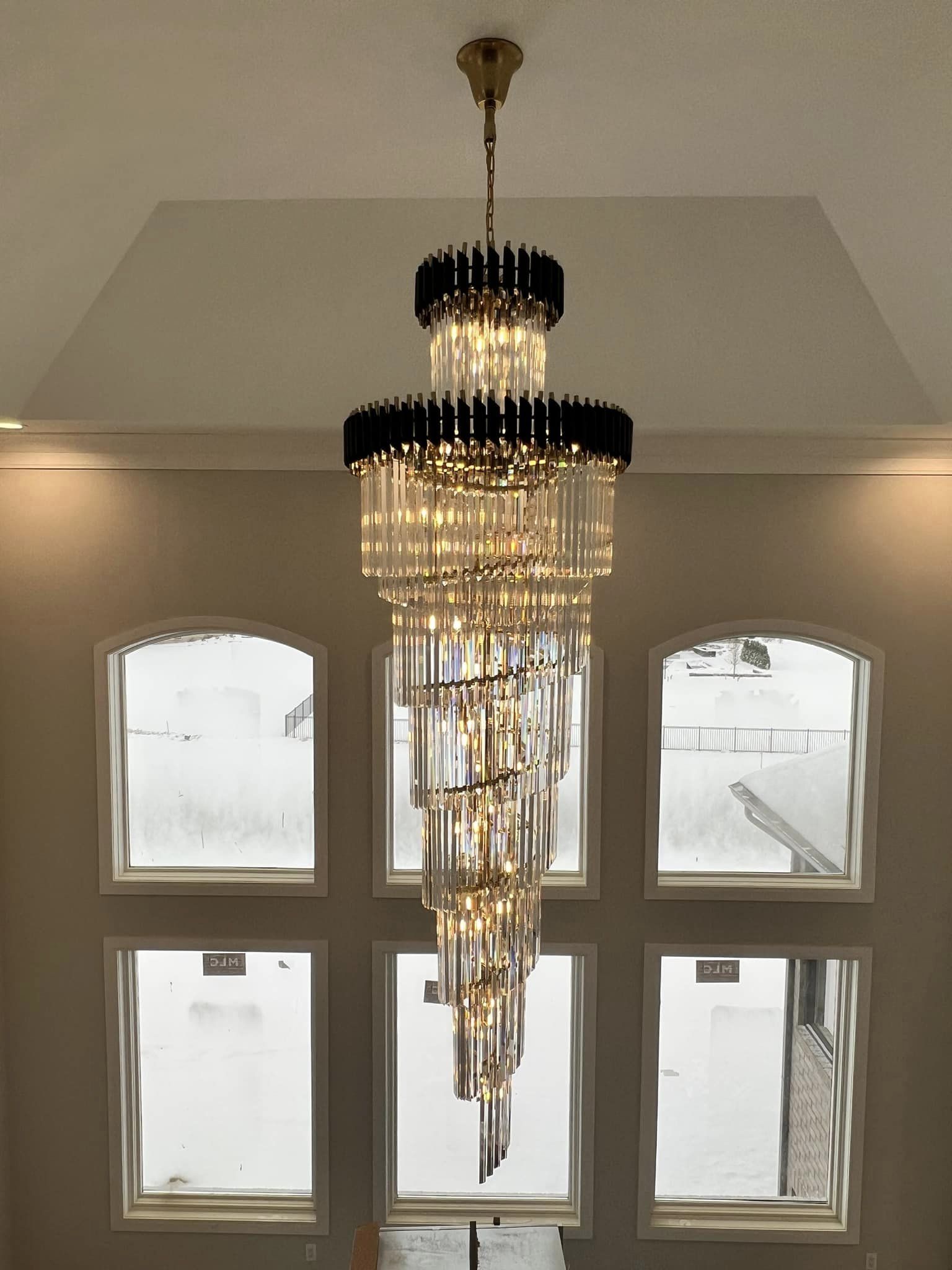 Spiral Crystal Chandelier For Foyer/ Staircase - fovolighting