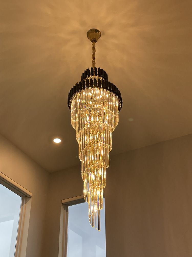 Spiral Crystal Chandelier For Foyer/ Staircase - fovolighting