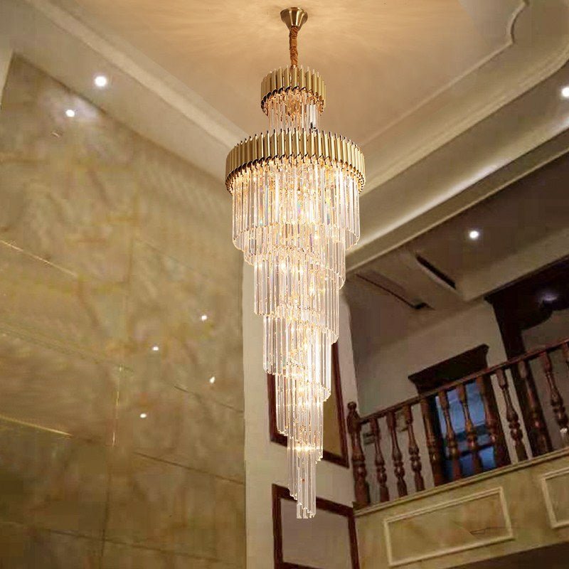 Spiral Crystal Chandelier For Foyer/ Staircase - fovolighting