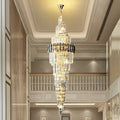 Spiral High Ceiling Light Fixture Long Crystal Chandelier For Foyer Staircase/ Living Room - fovolighting