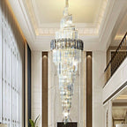 Spiral High Ceiling Light Fixture Long Crystal Chandelier For Foyer Staircase/ Living Room - fovolighting