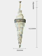 Spiral High Ceiling Light Fixture Long Crystal Chandelier For Foyer Staircase/ Living Room - fovolighting