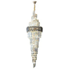 Spiral High Ceiling Light Fixture Long Crystal Chandelier For Foyer Staircase/ Living Room - fovolighting