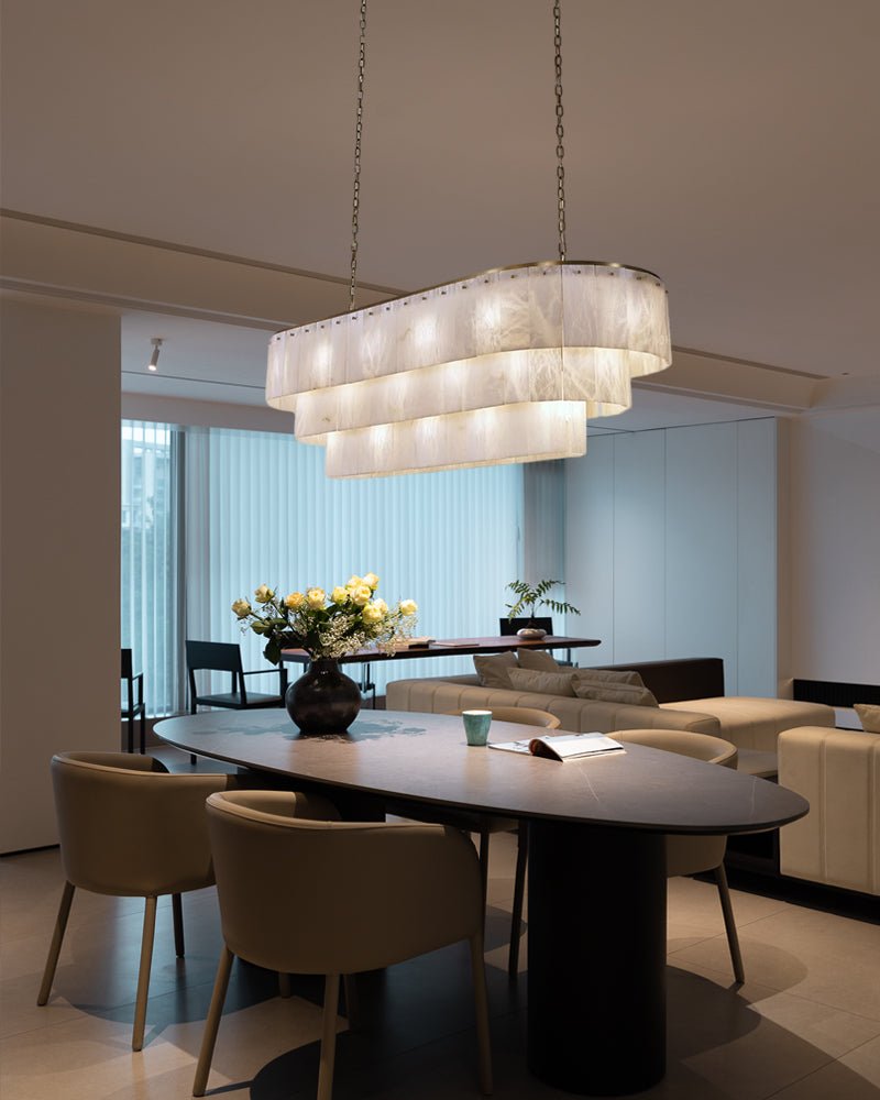 Stairwell Luxury Modern LED High Ceiling Large Alabaster Chandelier