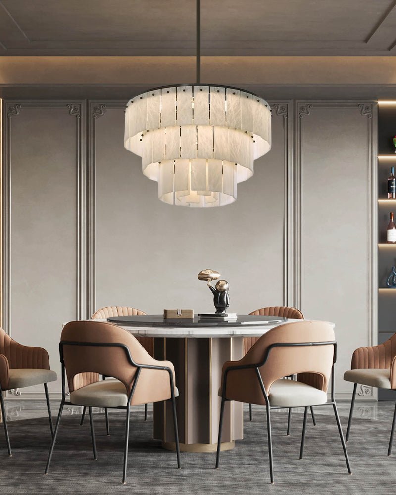 Stairwell Luxury Modern LED High Ceiling Large Alabaster Chandelier