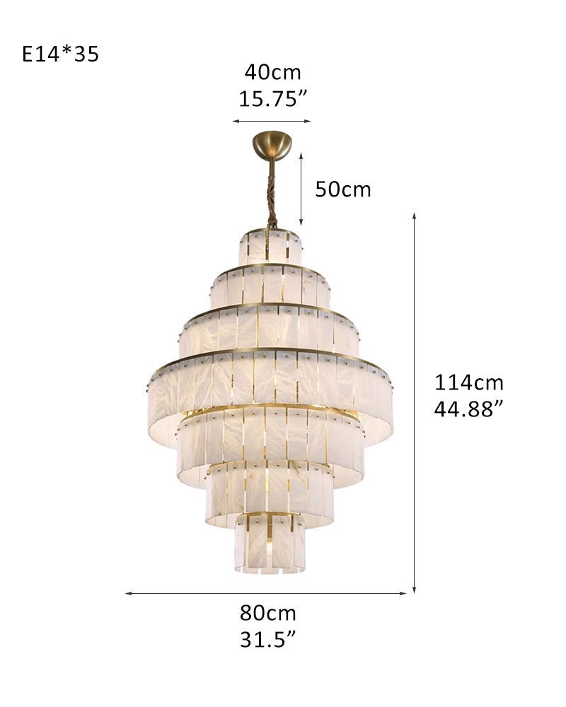 Stairwell Luxury Modern LED High Ceiling Large Alabaster Chandelier - fovolighting