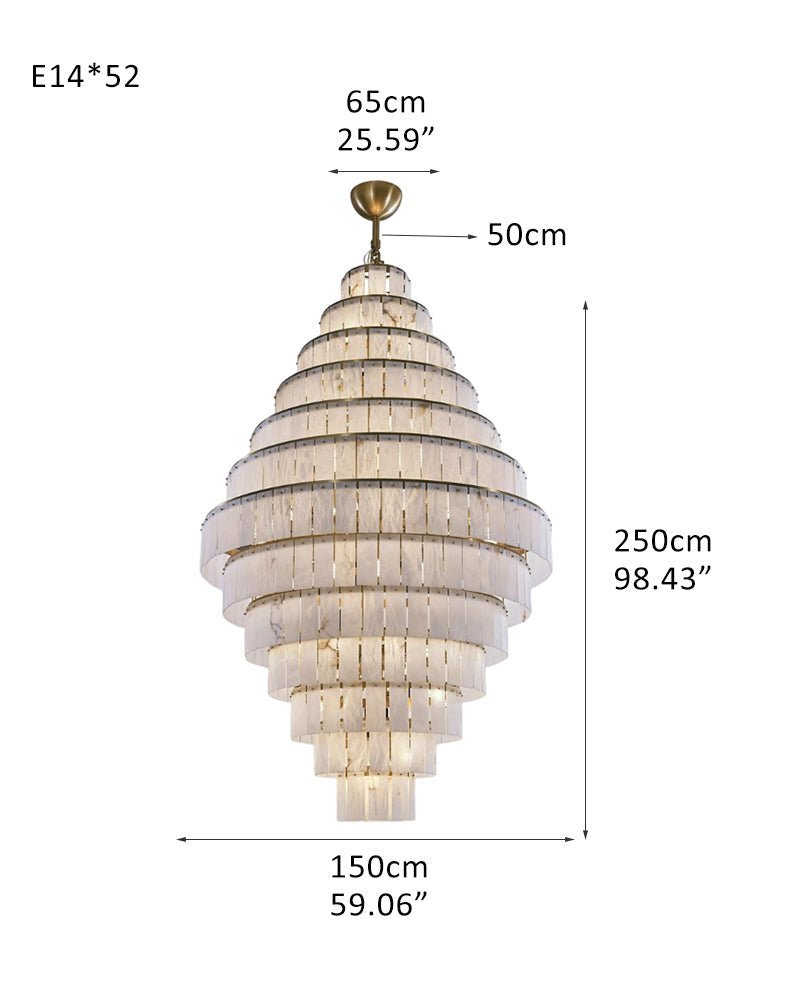 Stairwell Luxury Modern LED High Ceiling Large Alabaster Chandelier - fovolighting
