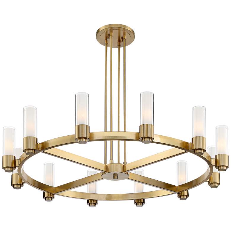 Stiffel Ennis 48" Wide Antique Brass 12-Light Ring Chandelier - fovolighting