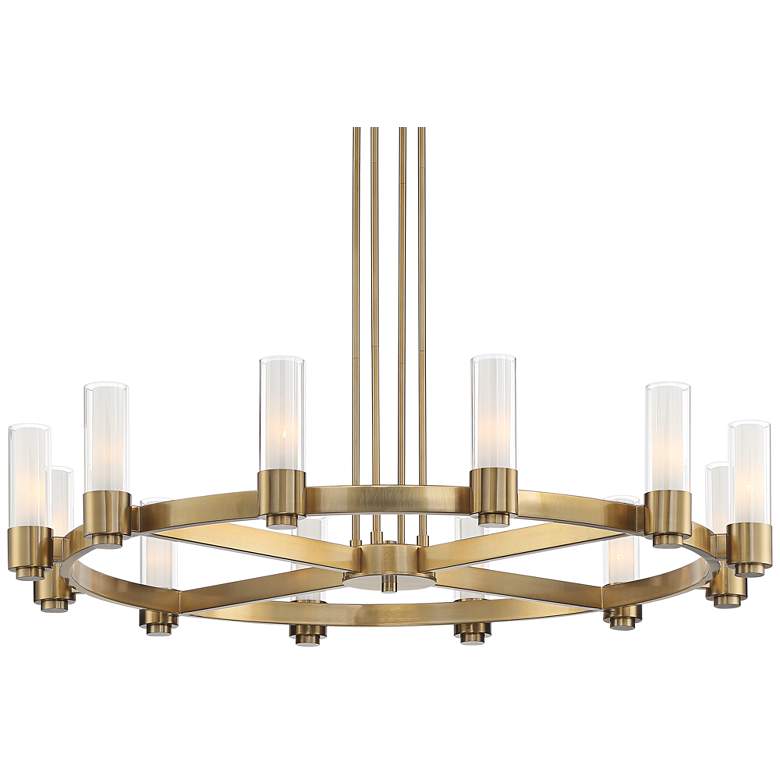 Stiffel Ennis 48" Wide Antique Brass 12-Light Ring Chandelier - fovolighting