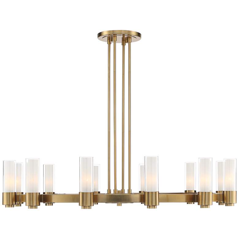 Stiffel Ennis 48" Wide Antique Brass 12-Light Ring Chandelier - fovolighting