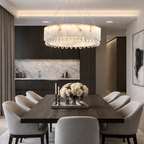 Stuart 31" Modern Marble & Crystal Round Chandelier - fovolighting