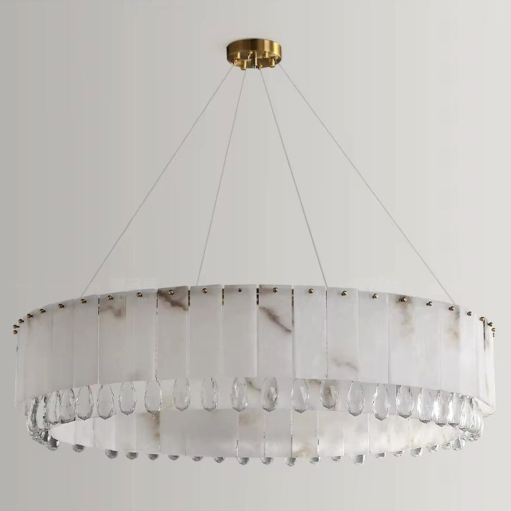 Stuart 39" Marble & Crystal Round Chandelier - fovolighting