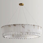 Stuart 39" Marble & Crystal Round Chandelier - fovolighting