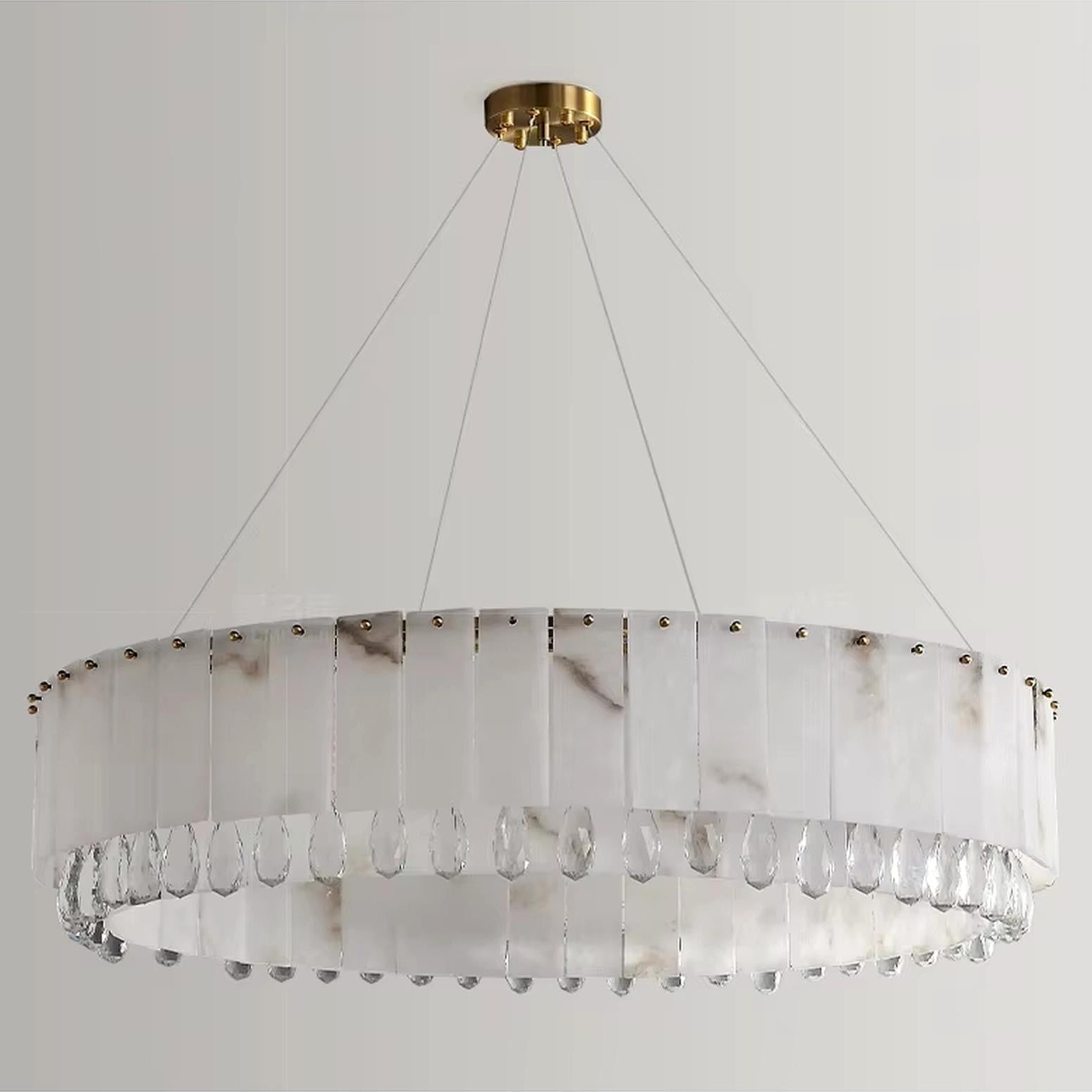 Stuart 39" Marble & Crystal Round Chandelier - fovolighting