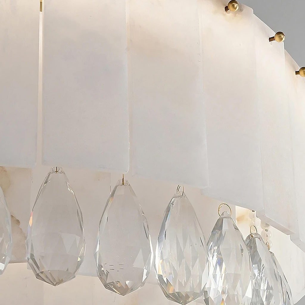 Stuart 39" Marble & Crystal Round Chandelier - fovolighting