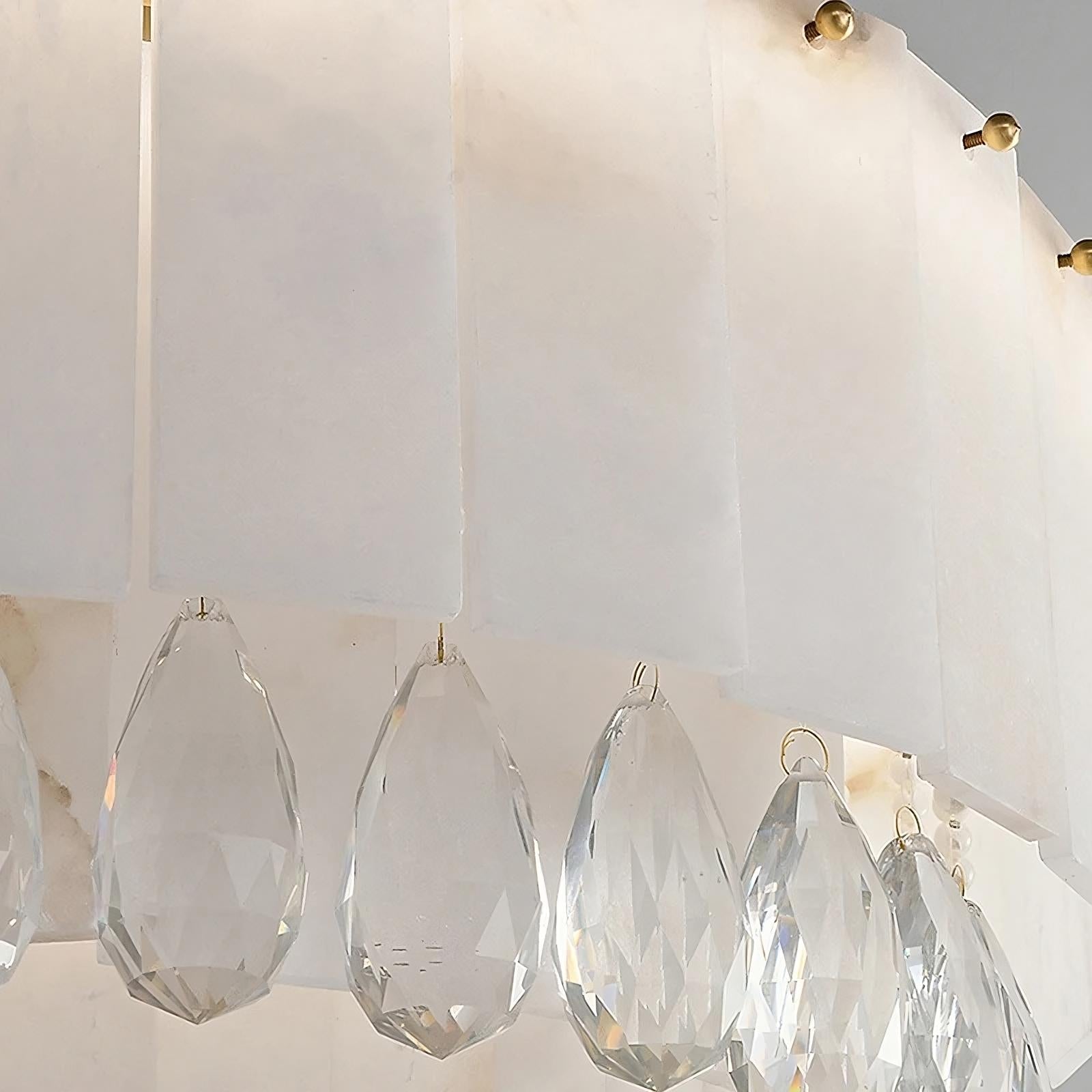 Stuart 39" Marble & Crystal Round Chandelier - fovolighting