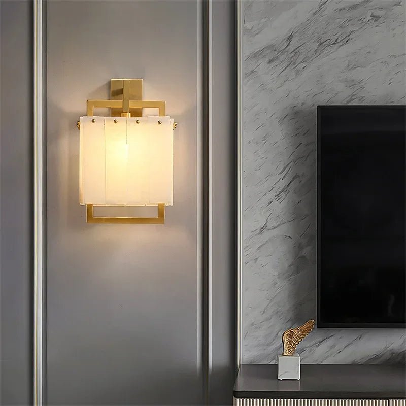 Stuart Modern Marble & Copper Wall Sconce - fovolighting