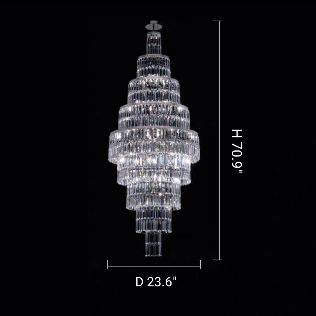Stylish Foyer Hall Long Crystal Chandelier Large Staircase/ Entryway Decoration Ceiling Light Fixture - fovolighting