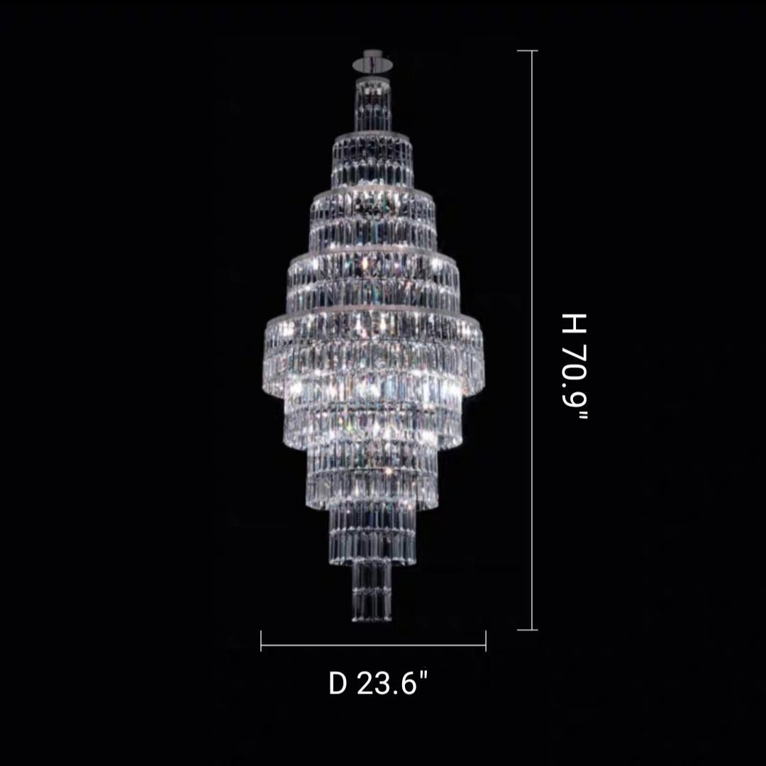 Stylish Foyer Hall Long Crystal Chandelier Large Staircase/ Entryway Decoration Ceiling Light Fixture - fovolighting