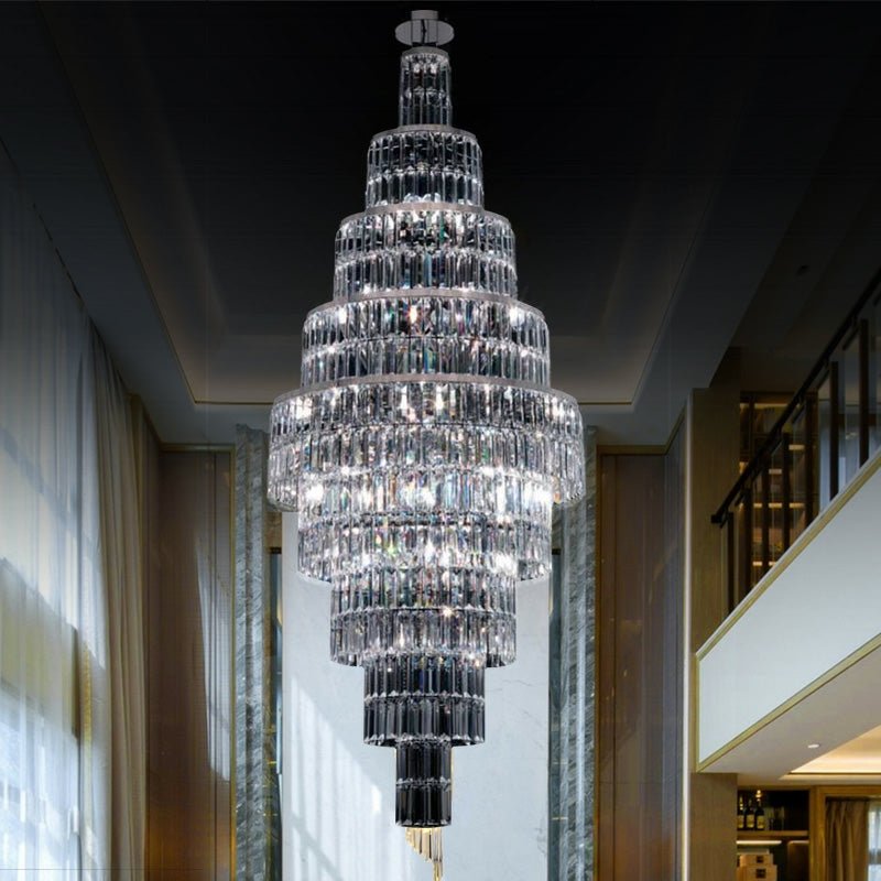 Stylish Foyer Hall Long Crystal Chandelier Large Staircase/ Entryway Decoration Ceiling Light Fixture - fovolighting
