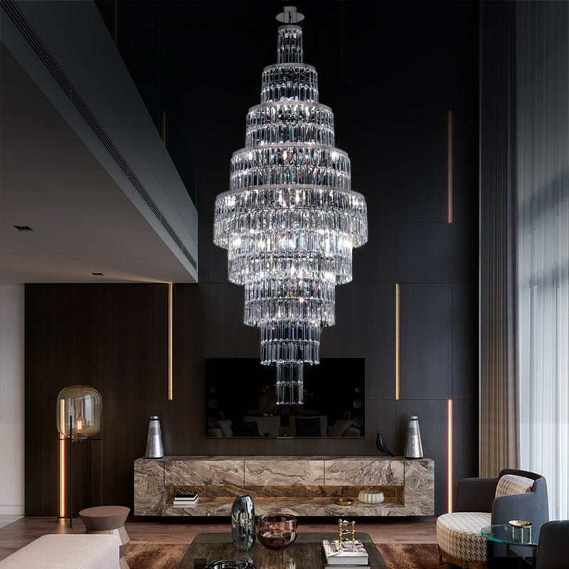 Stylish Foyer Hall Long Crystal Chandelier Large Staircase/ Entryway Decoration Ceiling Light Fixture - fovolighting
