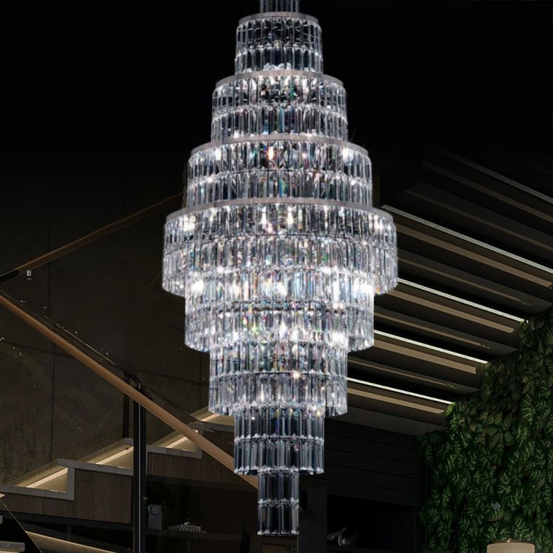 Stylish Foyer Hall Long Crystal Chandelier Large Staircase/ Entryway Decoration Ceiling Light Fixture - fovolighting