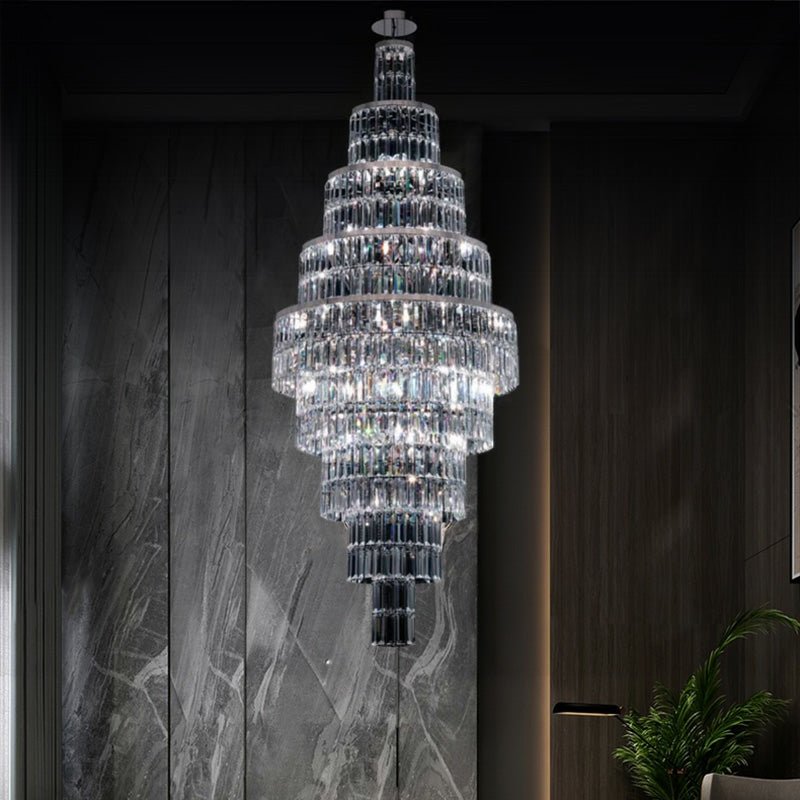 Stylish Foyer Hall Long Crystal Chandelier Large Staircase/ Entryway Decoration Ceiling Light Fixture - fovolighting
