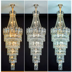 Stylish Foyer Long Staircase Chandelier Large Crystal Ceiling Lighting Fixture For Living Room Decoration - fovolighting