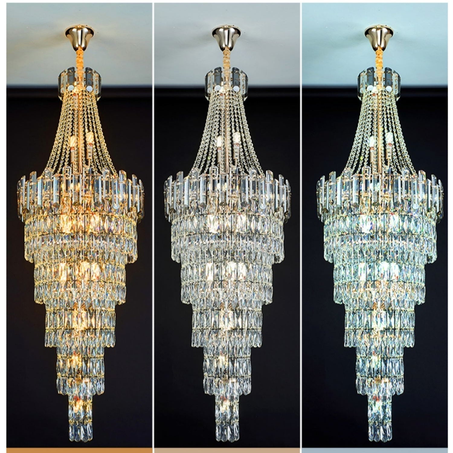 Stylish Foyer Long Staircase Chandelier Large Crystal Ceiling Lighting Fixture For Living Room Decoration - fovolighting
