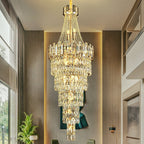 Stylish Foyer Long Staircase Chandelier Large Crystal Ceiling Lighting Fixture For Living Room Decoration - fovolighting