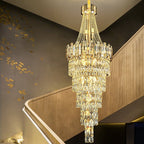 Stylish Foyer Long Staircase Chandelier Large Crystal Ceiling Lighting Fixture For Living Room Decoration - fovolighting