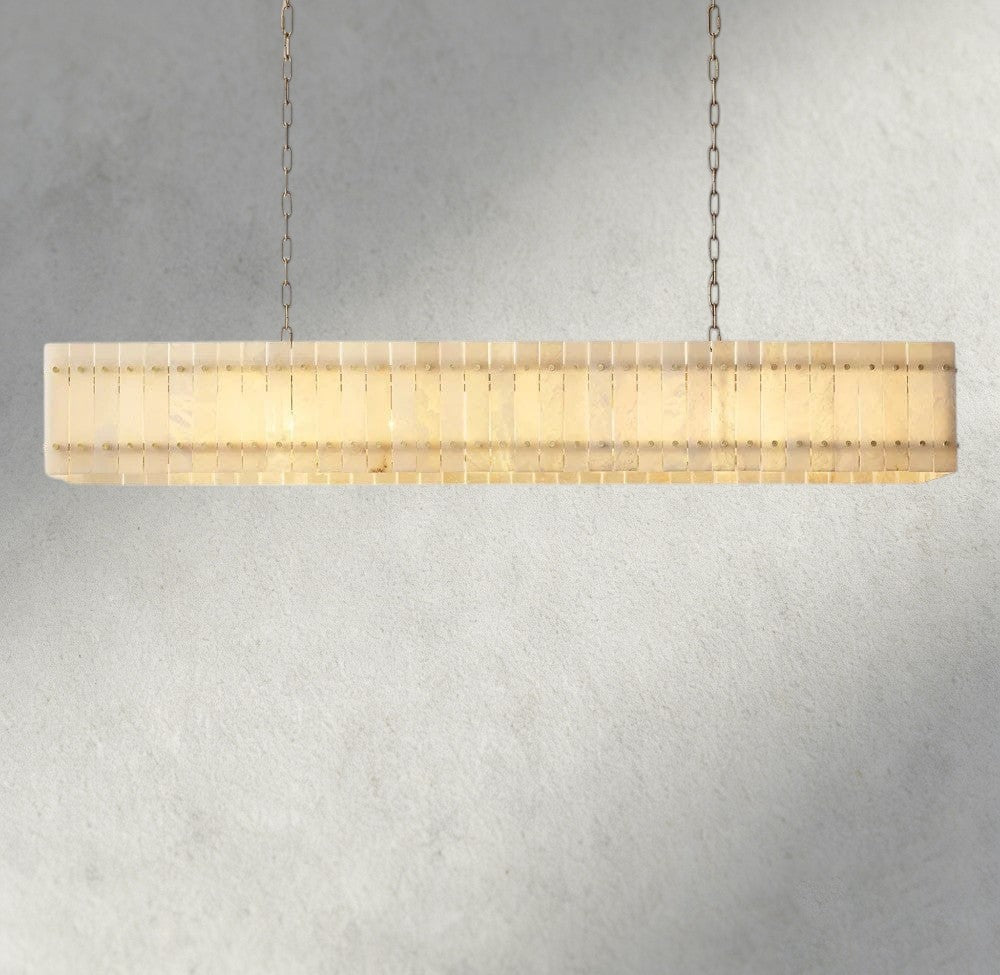 Sun Merca Alabaster Linear Chandelier 54", 72" - fovolighting
