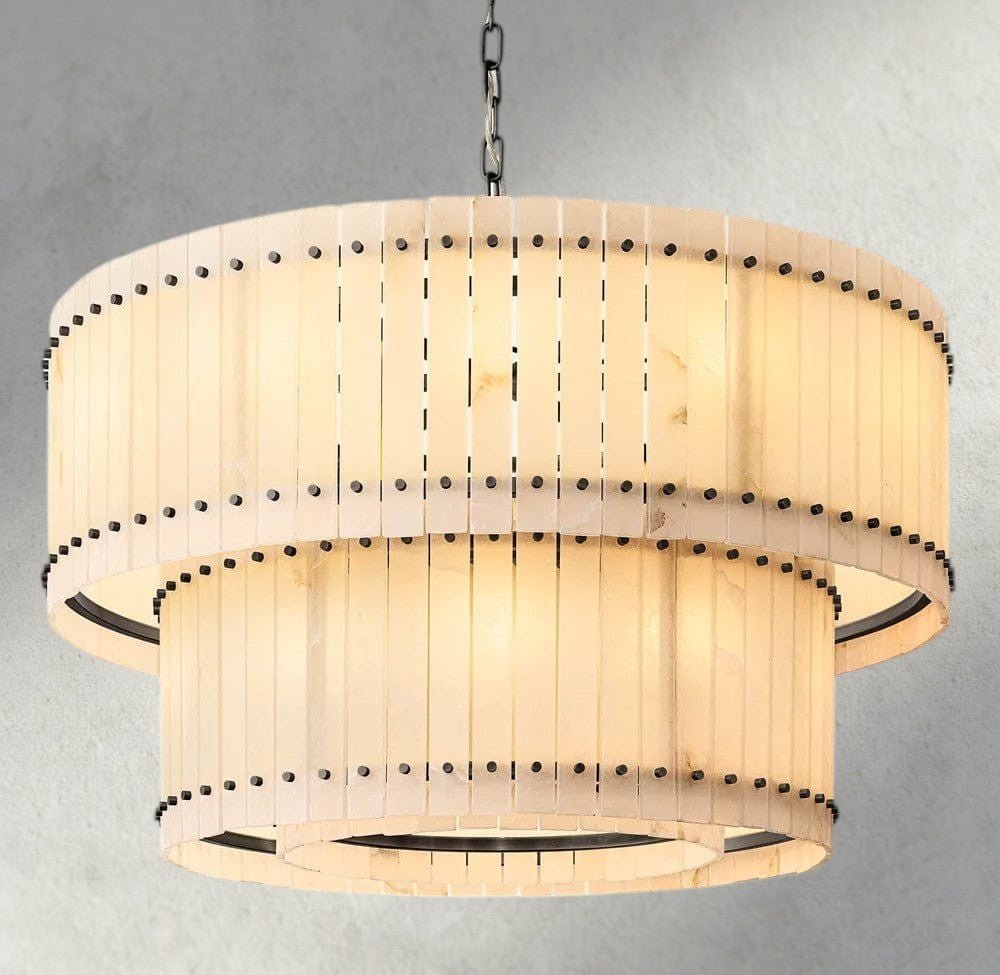 Sun Merca Alabaster Round Tiered Chandelier 22", 37", 48", 60" - fovolighting