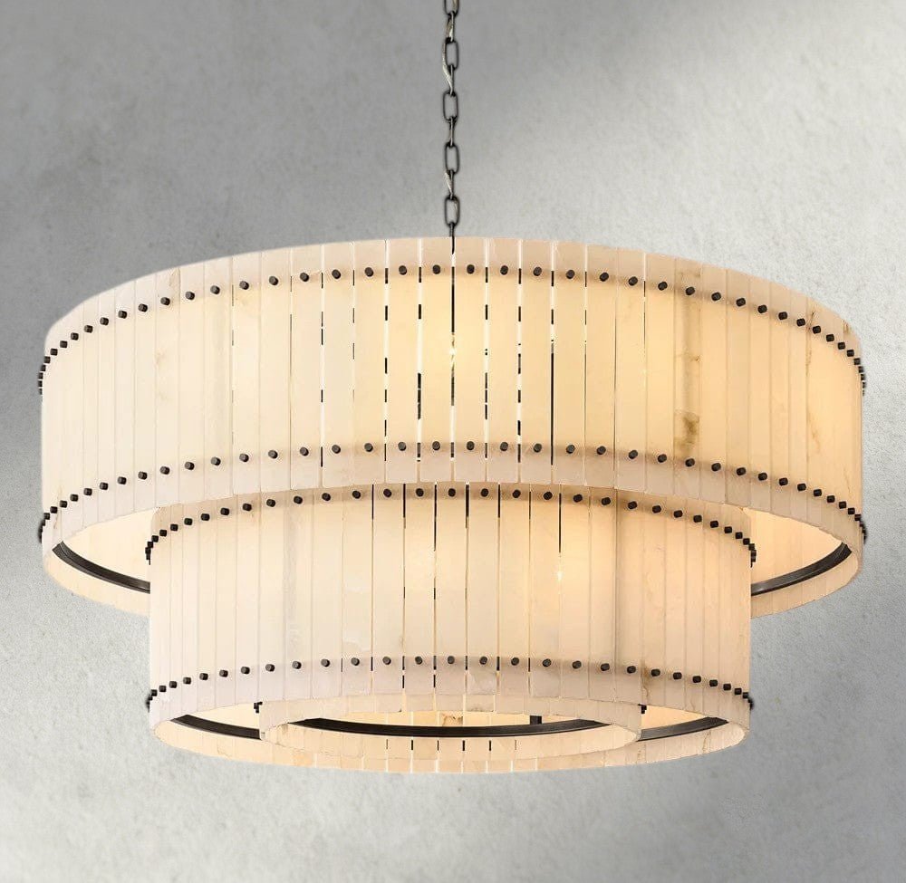 Sun Merca Alabaster Round Tiered Chandelier 22", 37", 48", 60" - fovolighting