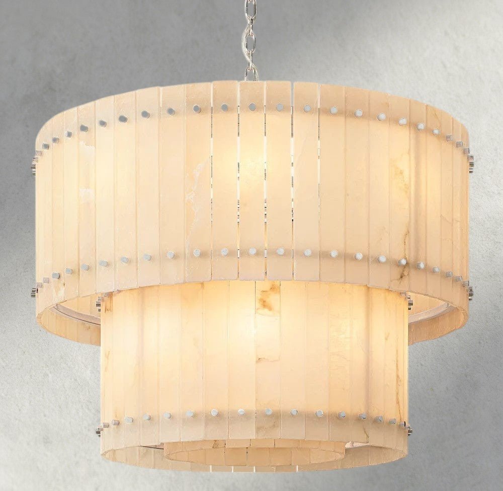 Sun Merca Alabaster Round Tiered Chandelier 22", 37", 48", 60" - fovolighting