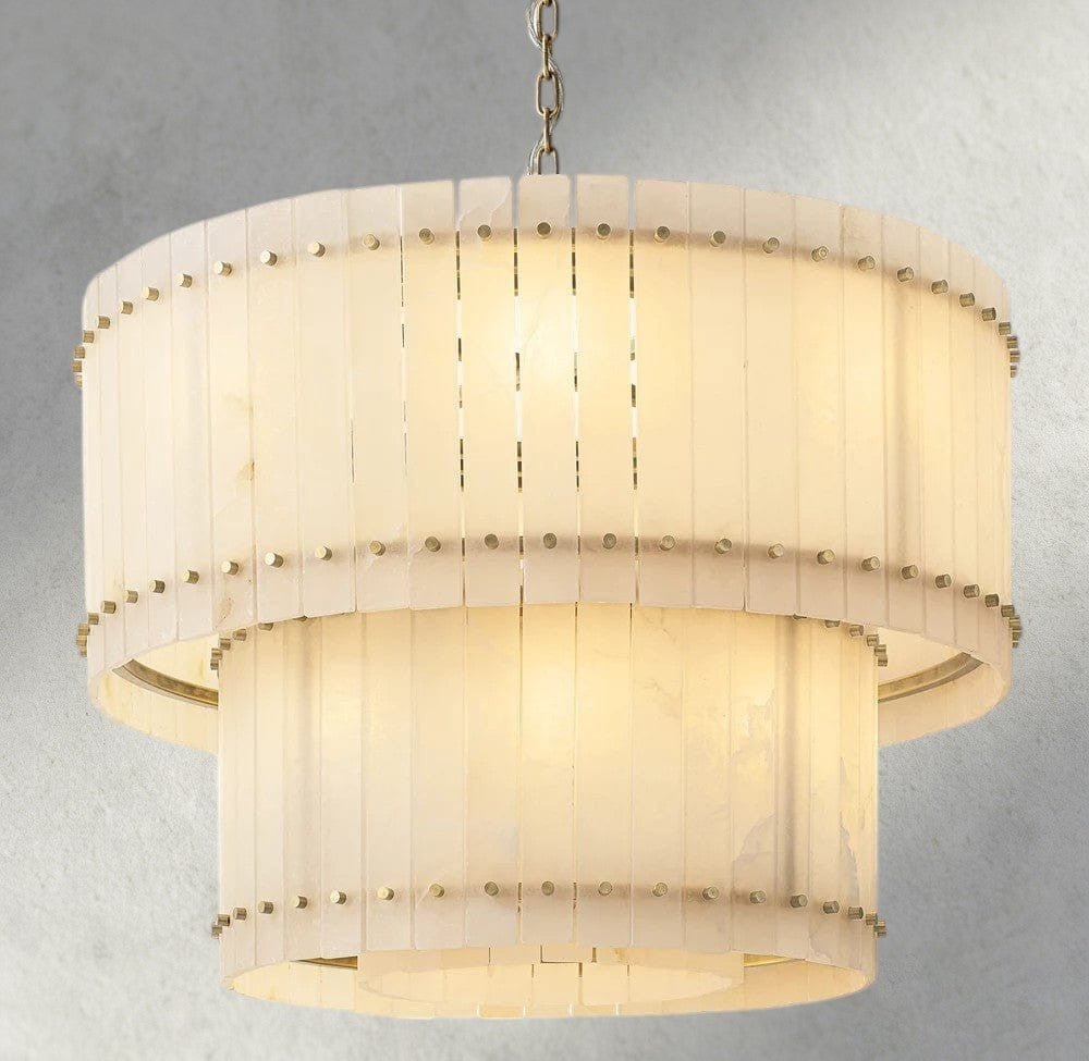Sun Merca Alabaster Round Tiered Chandelier 22", 37", 48", 60" - fovolighting