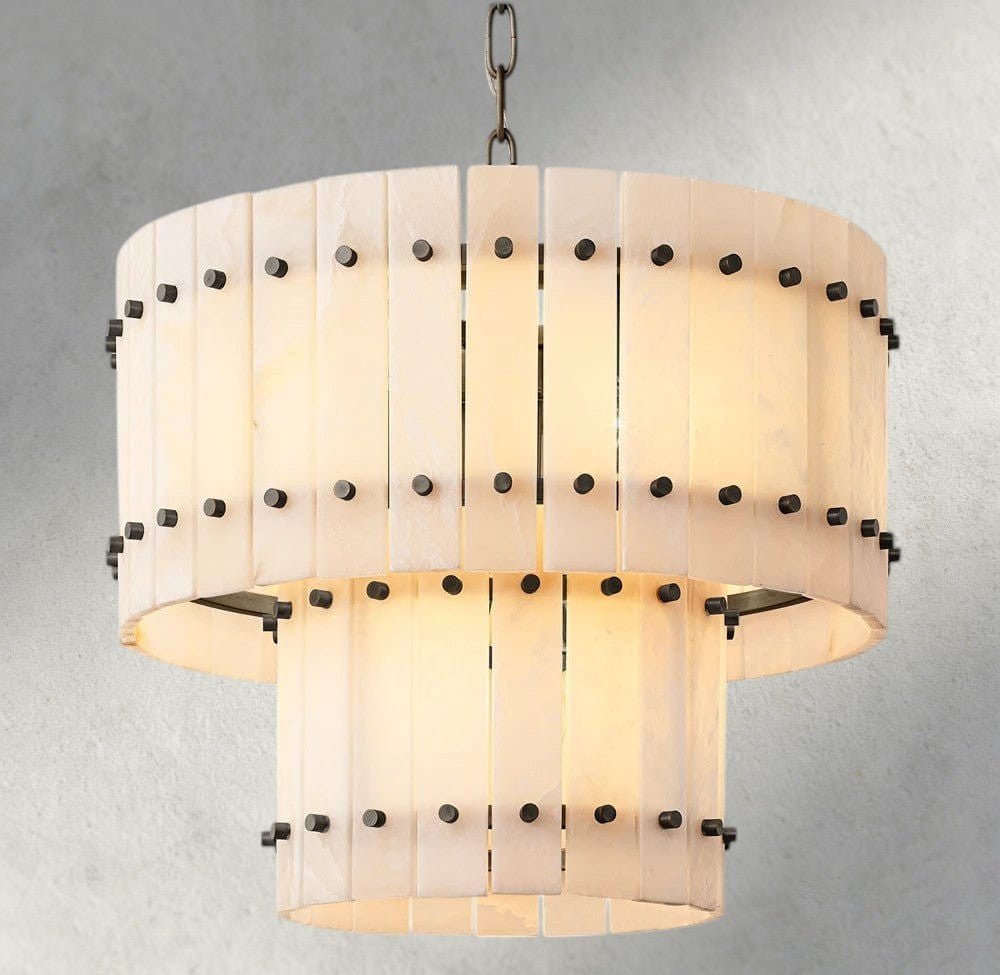 Sun Merca Alabaster Round Tiered Chandelier 22", 37", 48", 60" - fovolighting