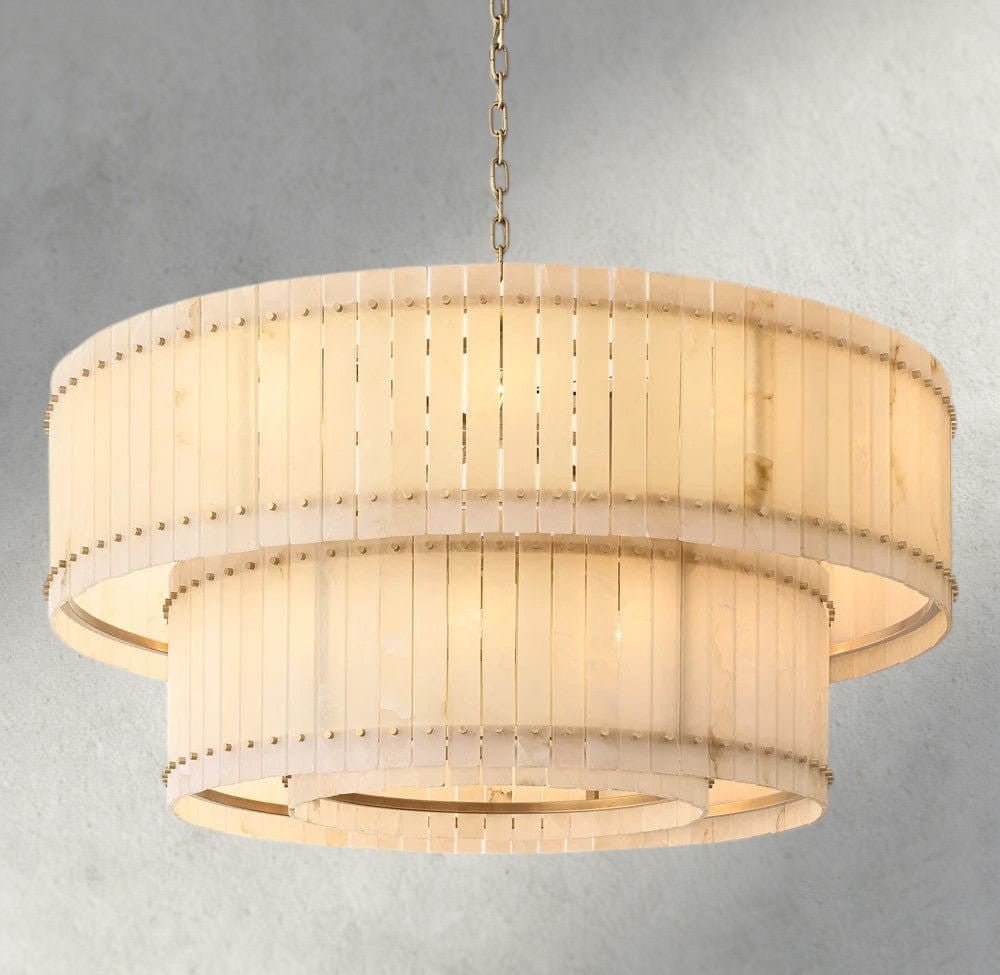 Sun Merca Alabaster Round Tiered Chandelier 22", 37", 48", 60" - fovolighting