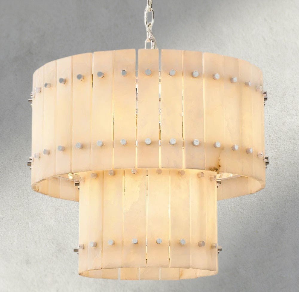 Sun Merca Alabaster Round Tiered Chandelier 22", 37", 48", 60" - fovolighting