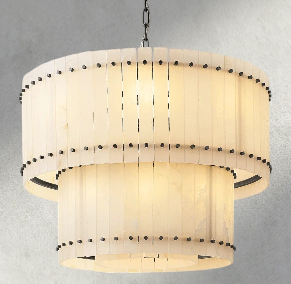Sun Merca Alabaster Round Tiered Chandelier 22", 37", 48", 60" - fovolighting