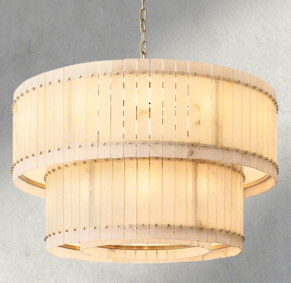 Sun Merca Alabaster Round Tiered Chandelier 22", 37", 48", 60" - fovolighting