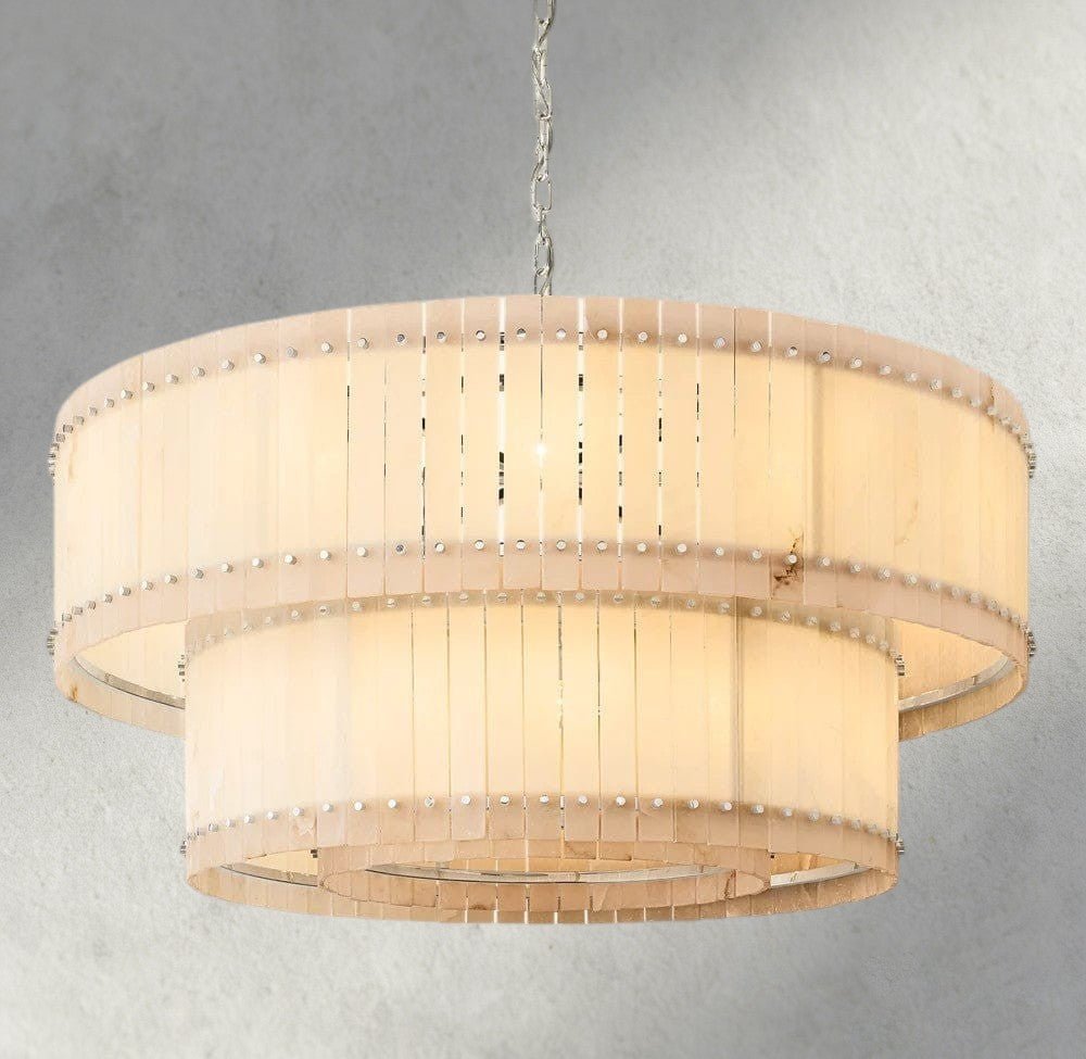 Sun Merca Alabaster Round Tiered Chandelier 22", 37", 48", 60" - fovolighting