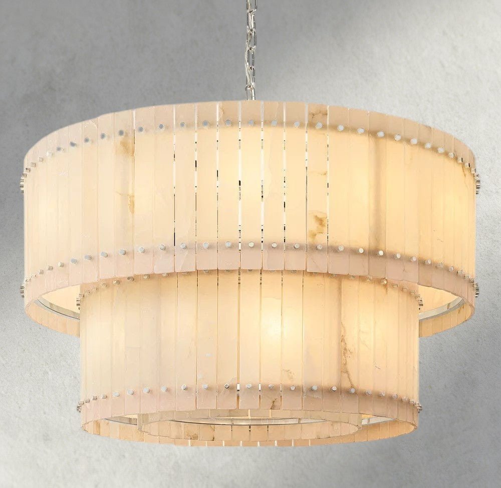 Sun Merca Alabaster Round Tiered Chandelier 22", 37", 48", 60" - fovolighting
